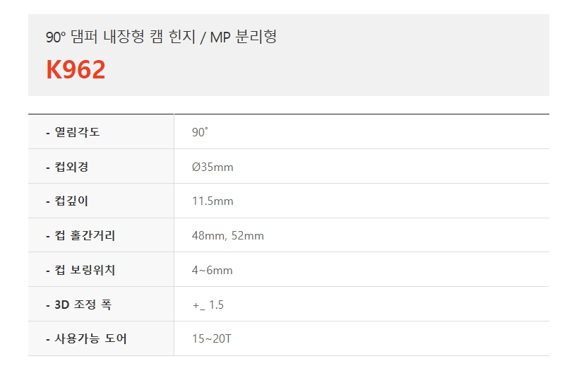 90도 댐퍼 내장형 캠 힌지, MP분리형 K962-1.jpg