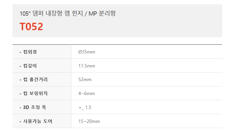 105도 댐퍼 내장형 캠 힌지, MP분리형 T052-1.jpg